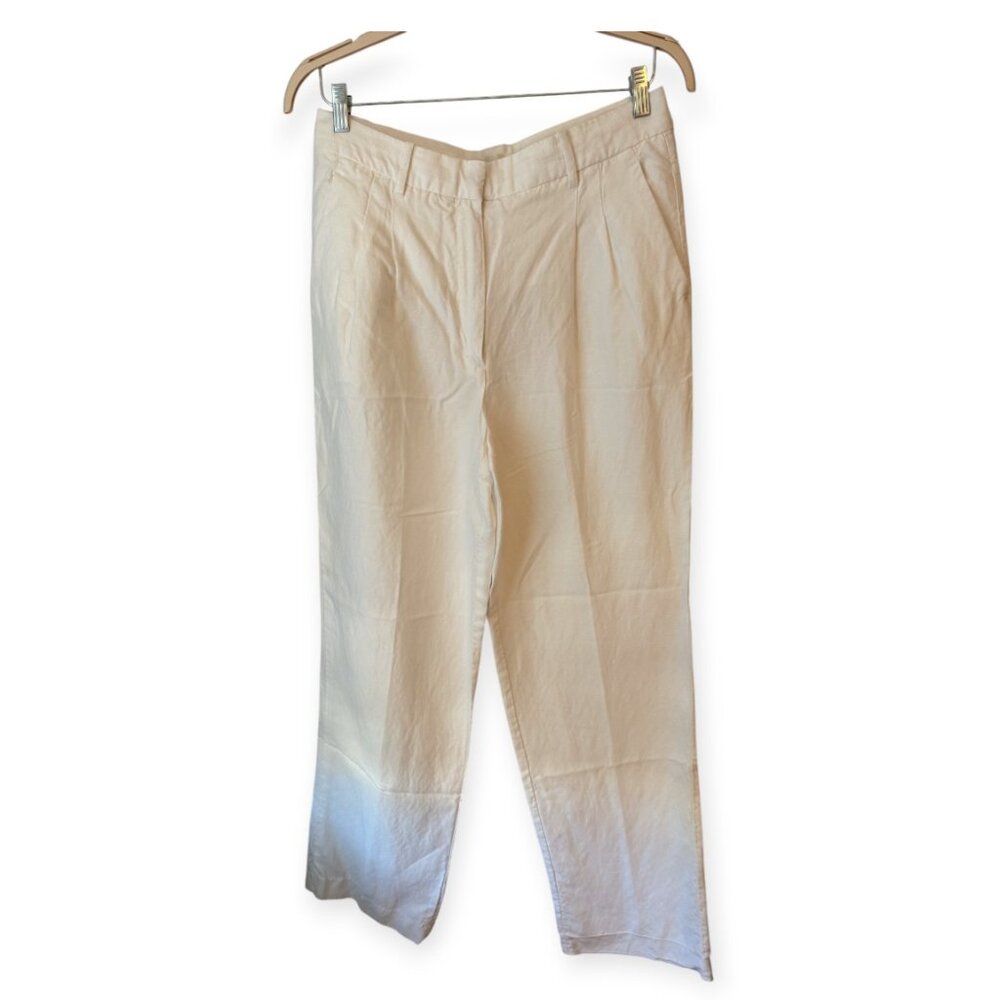 Aritzia Wilfred White Linen Wide-Leg Pants – Size 12